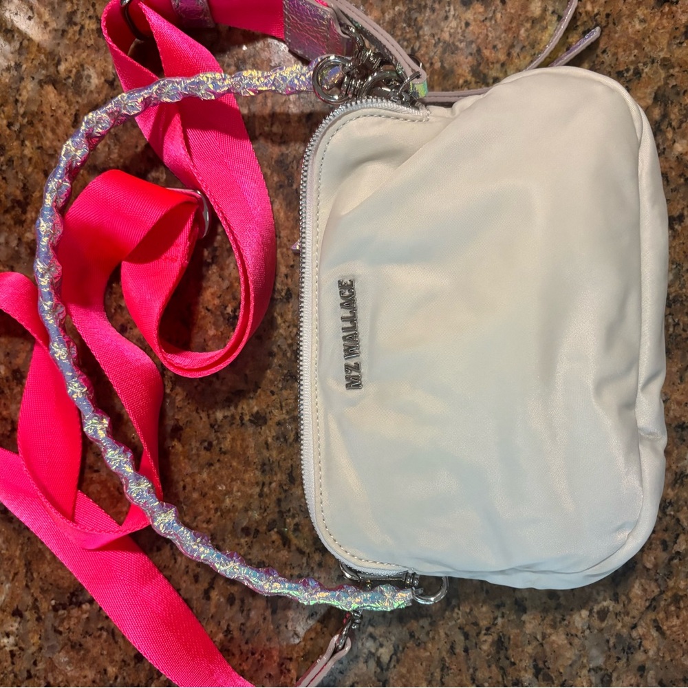 MZ Wallace White Crossbody Bag with Pink Strap - Picture 12 of 16